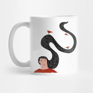 Girl and Birds Mug